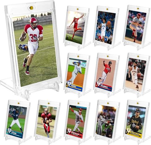 12 حزمة من حاملي البطاقات المغناطيسية بلمسة واحدة، وحاملي بطاقات التداول 35PT مع 12 حامل بطاقات، وحامل بطاقات البيسبول الأكريليك، وحافظة عرض حافظة بطاقات واقية من البلاستيك الصلب لتخزين البطاقات القياسية in Kuwait