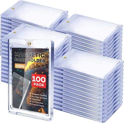100 Pcs Magnetic Card Holder, 35 pt Magnetic Card Holder for Sports Game Baseball Cards, Collectible Trading Card Case Business Card Holders in Saudi Arabia