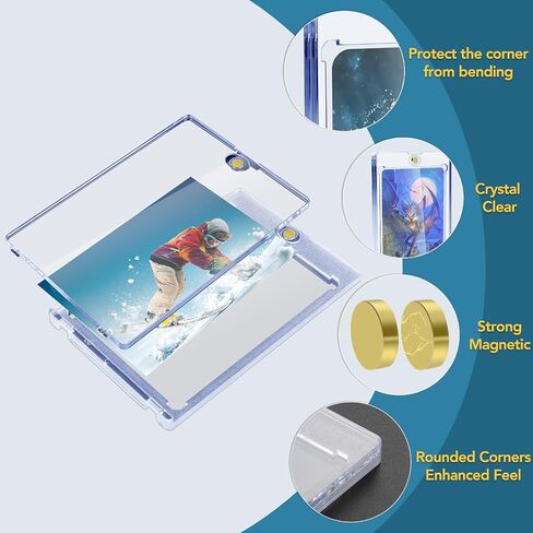 100 Pcs Magnetic Card Holder, 35 pt Magnetic Card Holder for Sports Game Baseball Cards, Collectible Trading Card Case Business Card Holders in Saudi Arabia