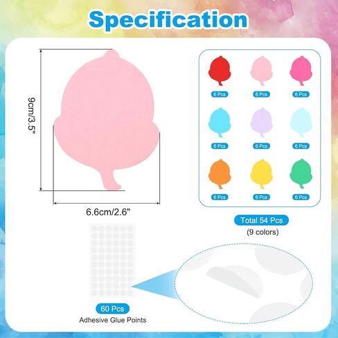 PATIKIL Bulletin Cutouts Paper, 54 Pcs Umbrella Shape Bulletin Board Paper Cut Outs Decorations with Adhesive Points for Classroom DIY Crafts Projects Party Supplies, Multicolored in Saudi Arabia