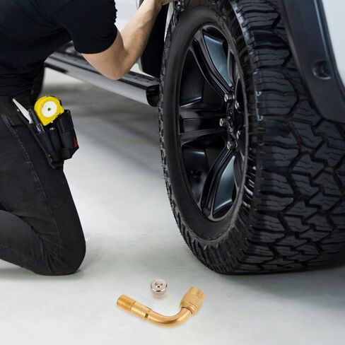 2 Pcs Tire Valve Extension, 90 Degree Valve Caps Stem Extension, Tire Valve Stem Extension, Brass Valve Stem Extenders Compatible for Cars Trucks Motorcycles Trailers Bicycles in Saudi Arabia