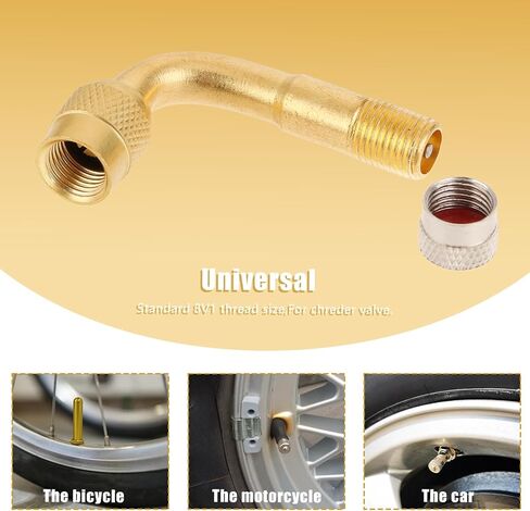 2 Pcs Tire Valve Extension, 90 Degree Valve Caps Stem Extension, Tire Valve Stem Extension, Brass Valve Stem Extenders Compatible for Cars Trucks Motorcycles Trailers Bicycles in Saudi Arabia