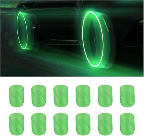 Fluorescent Car Tire Valve Stem Caps, Glow in The Dark Stem Covers, Waterproof Corrosion Resistant, Luminous Illuminated Auto Wheel Air Valve Caps, Universal for Car SUV Truck (Orange/Red) in Kuwait