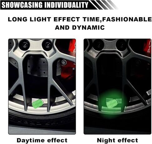 Fluorescent Car Tire Valve Stem Caps, Glow in The Dark Stem Covers, Waterproof Corrosion Resistant, Luminous Illuminated Auto Wheel Air Valve Caps, Universal for Car SUV Truck (Orange/Red) in Kuwait