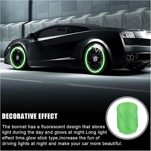Fluorescent Car Tire Valve Stem Caps, Glow in The Dark Stem Covers, Waterproof Corrosion Resistant, Luminous Illuminated Auto Wheel Air Valve Caps, Universal for Car SUV Truck (Orange/Red) in Kuwait