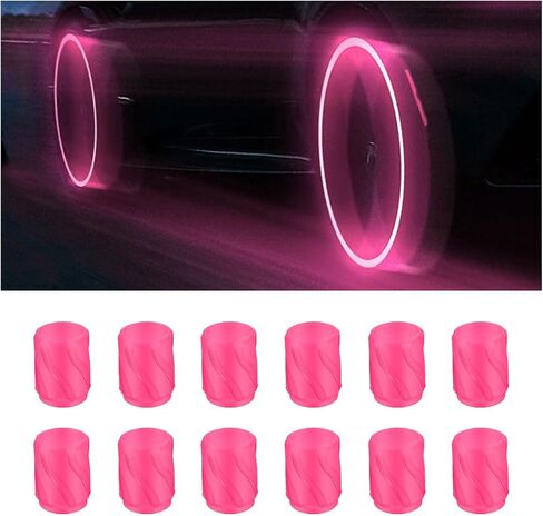 Fluorescent Car Tire Valve Stem Caps, Glow in The Dark Stem Covers, Waterproof Corrosion Resistant, Luminous Illuminated Auto Wheel Air Valve Caps, Universal for Car SUV Truck (Orange/Red) in Kuwait