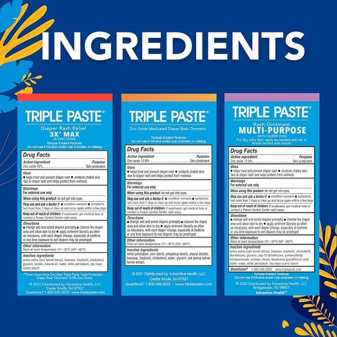 Triple Paste 3X Max Diaper Rash Ointment, Maximum Strength Zinc Oxide Ointment for Severe Diaper Rash, 2 oz Tube in Saudi Arabia