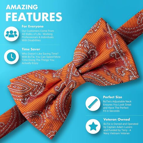 GoTie Men's Paisley Bowtie - Bow Ties Ready to Wear - Pretied Adjustable Ties For Short or Tall Men in Saudi Arabia