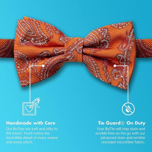 GoTie Men's Paisley Bowtie - Bow Ties Ready to Wear - Pretied Adjustable Ties For Short or Tall Men in Saudi Arabia