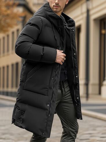 Men's Long Coats Winter Puffer Jacket Hooded Thicken Warm zipper fashion Snow Parka for men in Saudi Arabia