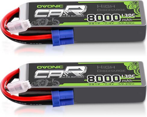 OVONIC 2S LiPo Battery 8000mAh 7.4V 130C RC Battery with EC5 Connector (2 Pack) in Saudi Arabia