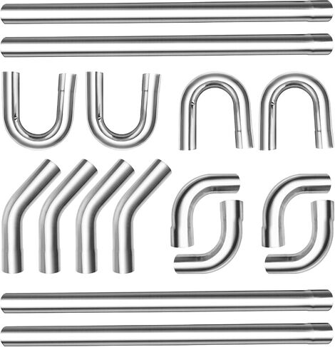 Exhaust Tubing，2.25" Mild Steel DIY Custom Exhaust Tubing Mandrel Bend Pipe Straight & U-Bend Kit, 8 Pcs Universal Fit Exhaust Pipe in Kuwait