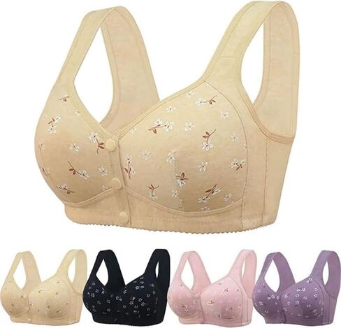 Daisy Bras for Older Women No Underwire Front Closure Comfort Senior Wireless Snap Closing Bra in Saudi Arabia