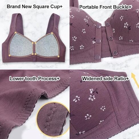 Daisy Bras for Older Women No Underwire Front Closure Comfort Senior Wireless Snap Closing Bra in Saudi Arabia