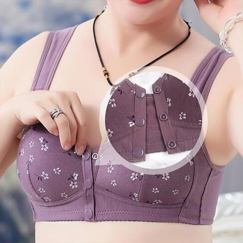Daisy Bras for Older Women No Underwire Front Closure Comfort Senior Wireless Snap Closing Bra in Saudi Arabia