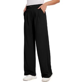 M MOTEEPI Women's 31" High Waisted Wide Leg Pants Business Work Trousers Dress Pants with Pockets