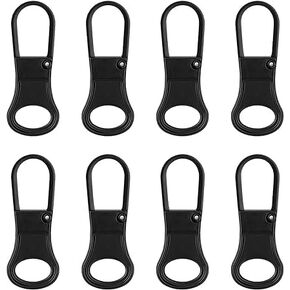 8pcs Black Detachable Metal Zipper Pull Replacement Repair Kit, Zipper Pull Tabs for Luggage, Zipper Pull Slider Replacement for Jacket, Backpacks, Wallets Fasteners