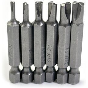 Type G Clutch Bits Set fits Vintage American Cars, S2 Steel, 6 Sizes, 2 in Long, 1/4 in Hex Shank