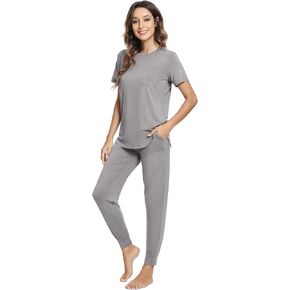 NACHILA Women's Pajamas Set Short Sleeve Sleepwear Soft Joggers Pants with Pockets Two Piece Loungewear