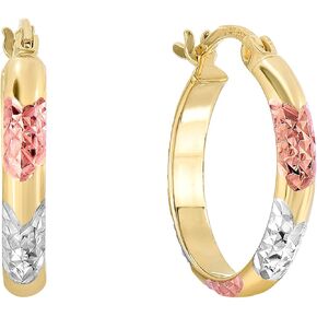 TILO JEWELRY Sterling Silver Tri-Color Diamond-Cut Hoop Earrings