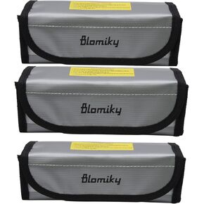 Blomiky 3 Pack 18.5 * 7.5 * 6cm Li-polymer Fireproof Explosionproof Safe Bag Suitable Case for Max 2 Pack 3S 5200mAh Lipo battery Lipo Case 18.5cm