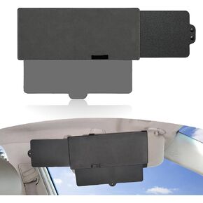 1 PC Car Sun Visor Retractable Extender, 12.2" x 5.1" PU + PC High Beam Anti-Glare Protection Sheet, Portable Elastic Band Installation Accessories, Universal Car Sun Visor Accessory (Black)