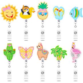 10 Pcs Christmas Holiday Badge Reels for Nurses Badge Holder Santa Elk Christmas Tree Candy Canes Lollipop Felt Embroidered Retractable Badge Reel Holder with Clip for Nurse Doctor (Santa Claus)