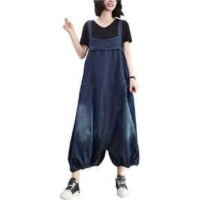 Versear Women Loose Bib Pants Overalls Baggy Wide Leg Pants Jumpsuits Rompers