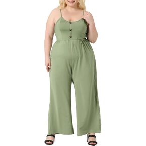 Agnes Orinda Plus Size Overalls Rompers for Women One Piece Wide Leg Pant Sleeveless Jumpsuits 2024 Summer