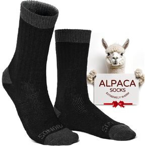 Alpaca Socks for Men & Women (2 Pairs) Moisture Wicking Warm Casual Alpaca Crew Wool Socks for Hunting Hiking