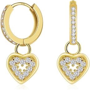 14k Gold Hoop Earrings fot Womens Heart Hoop Earrings gold huggie hoop earrings