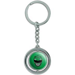GRAPHICS & MORE Power Rangers Green Ranger Helmet Keychain Spinning Round Chrome Plated Metal