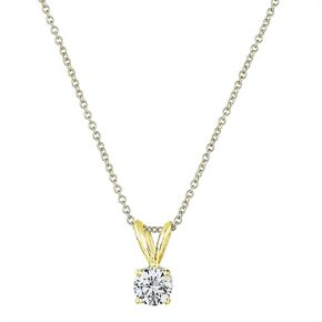 The Diamond Channel NATURAL Diamond 4-Prong Pendant Necklace with 16"+2" Extender - 14K Gold Diamond Pendant - Fine Jewelry for Women