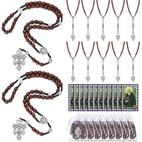 Rosary Beads Catholic for Women Men Rosary Cross with Pardon Crucifix Necklace with St Benedict Prayer Card and Bags for Regalos Cristianos Rosarios Catolicos Para Hombre