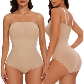 Strapless Shapewear Bodysuit for Women Tummy Control Seamless Triangle Bodysuit Slimming Butt Lifter Body Shaper