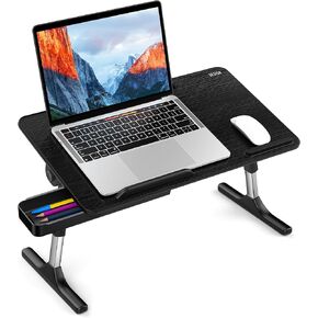 Besign LT05 Adjustable Laptop Table, Lap Desk, Portable Standing Bed Desk, Foldable Sofa Breakfast Tray, Notebook Computer Stand for Reading and Writing, Medium Size, Black
