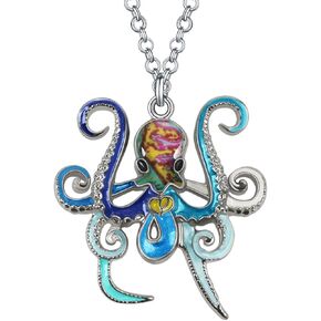 Enamel Alloy Ocean Animals Necklace Sea Life Fish Pendant Ocean Jewelry Charms Gifts for Women Girls Decor