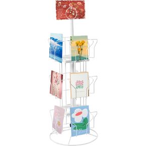 Greeting Card Display Stand,2 pack 12 Pockets Countertop Rotating Greeting Card Rack, Postcard Display Stand with 3 Tier, Metal Display Stand Spinning Floor Stand