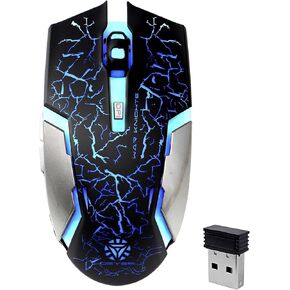 VEGCOO Wireless Gaming Mouse, C8 Silent Click Wireless Rechargeable Mouse with Colorful LED Lights and 3 Level DPI 400mah Lithium Battery for Laptop and Computer (Black)