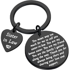 PLITI Sister in Law Gifts Bonus Sister Gifts Sister-in-Law Keychain Unbiological Sister Sister BFF