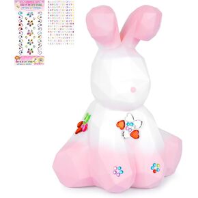Kids Piggy Bank, Unbreakable Piggy Bank Cute Cat Piggy Bank Plastic Coin Bank with DIY Stickers Practical Gifts, Birthday for Kids Building Money Habits