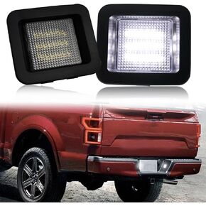Full LED License Plate Light Tag Lamp Assembly Compatible with Ford 2017-2022 F250 F350 F450 Super Duty White light 2-Pieces Rear Bumper Tag Lamp Accessories