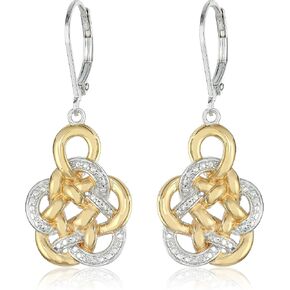 MORGAN & PAIGE Two Tone 18k Yellow Gold and Rhodium Plated 925 Sterling Silver Celtic Knot Drop Earrings