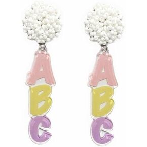 Handmade Acrylic Teach ABC 123 Letter Earrings Colorful Resin Crayon Pencil Shape Dangle Drop Earrings for Women Girls Teachers Appreciation Day Gifts Graduation Back to School Jewelry
