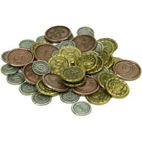 The Broken Token Prop Coins - Wondrous Metal Replica Coins for 7 Wonders, Pack of 57 - Fantasy Novelty and Replica Coins