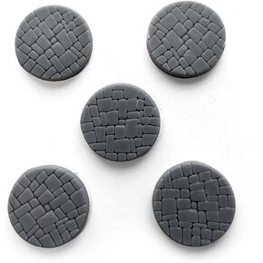 Stonehaven Miniatures 5PK - Plain Flagstone Bases, 32mm Diameter - Designed for 28mm Scale Tabletop War Game Miniatures - Resin, Grey