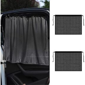 2Pcs Car Window Shades, Car Side Window Sun Shades, Block UV & Heat Breathable Mesh Window Covers, Universal Car Window Curtain Protect Privacy for Kids Family, Fit Most Car (17.7" x 28.1")