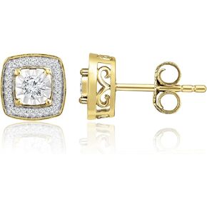 Natalia Drake 1/4 Cttw Square Diamond Earrings Studs for Women in 925 Sterling Silver Color H-I/Clarity I2-I3