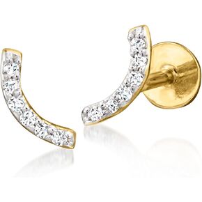 RS Pure by Ross-Simons Diamond-Accented Curved Bar Flat-Back Stud Earrings in 14kt Yellow Gold