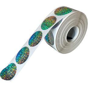 Mr- Label – 1" Round Scratch Off Stickers – DIY Stickers for Gender Reveal | Reward Programs | Scratch Tickets (Holographic-Dots, 500 Pcs)